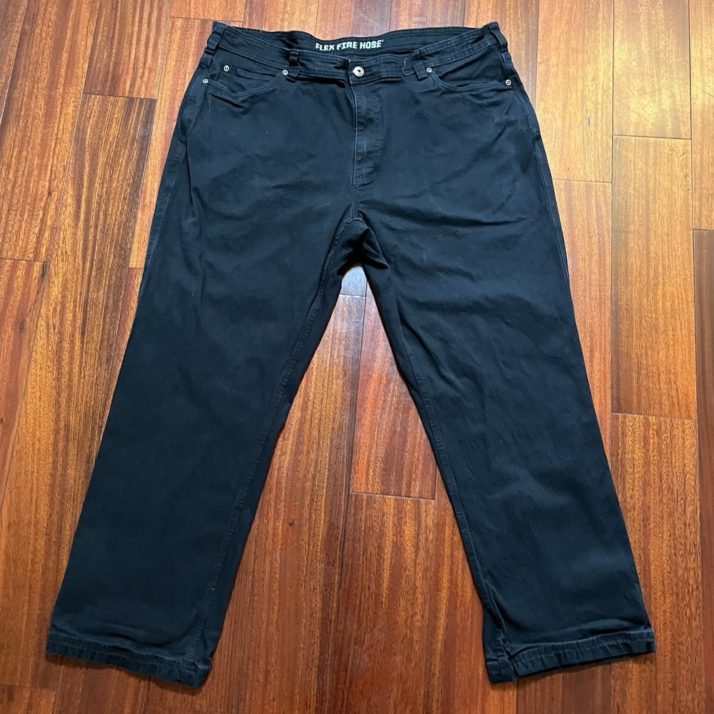 Duluth Trading Jeans Men 42x30 Navy Blue Flex Fire Hose Relaxed Fit Work READ*